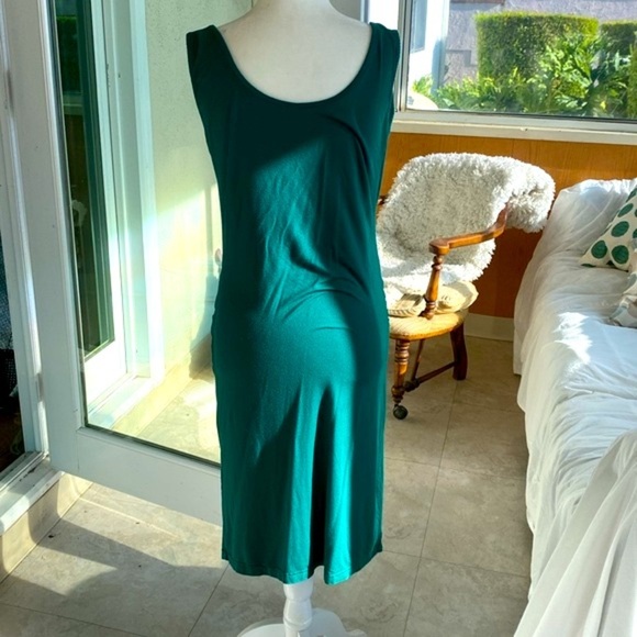 GREEN TEE SHIRT MIDI DRESS TANK SLEEVELESS …. Size Large GUC - Picture 5 of 13